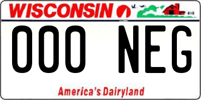 WI license plate 000NEG