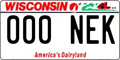 WI license plate 000NEK