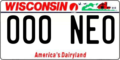 WI license plate 000NEO