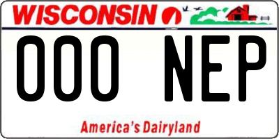 WI license plate 000NEP