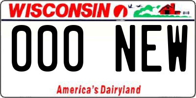 WI license plate 000NEW