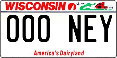 WI license plate 000NEY