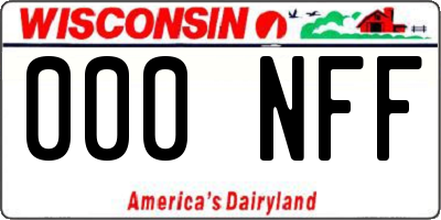 WI license plate 000NFF