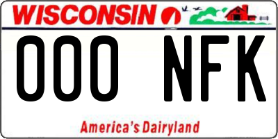 WI license plate 000NFK