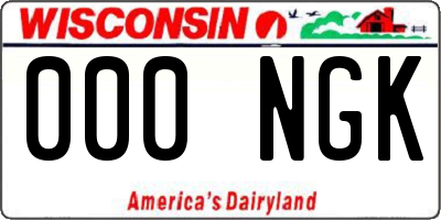 WI license plate 000NGK