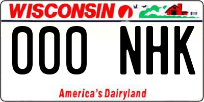 WI license plate 000NHK