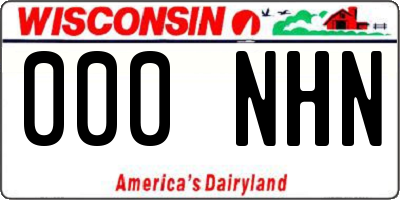 WI license plate 000NHN