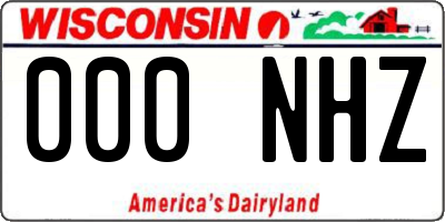 WI license plate 000NHZ