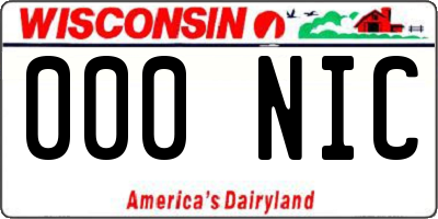WI license plate 000NIC