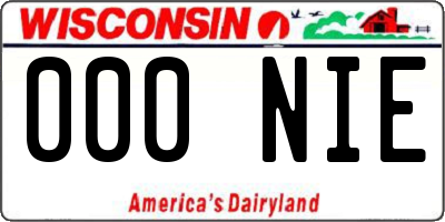 WI license plate 000NIE
