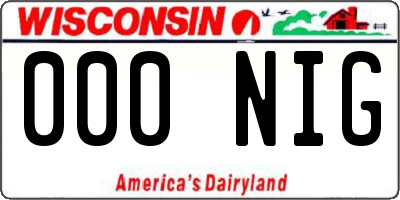 WI license plate 000NIG