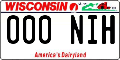WI license plate 000NIH
