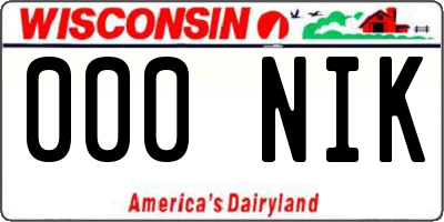 WI license plate 000NIK