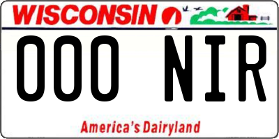 WI license plate 000NIR