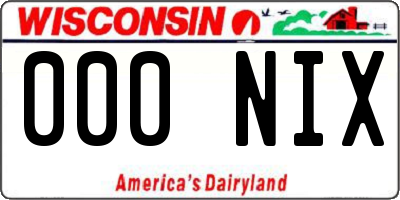 WI license plate 000NIX