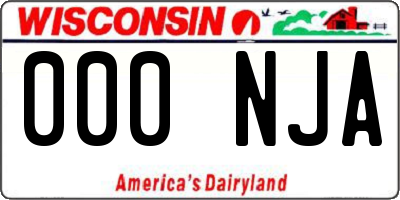 WI license plate 000NJA