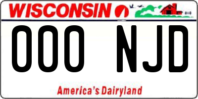 WI license plate 000NJD