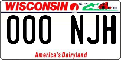 WI license plate 000NJH