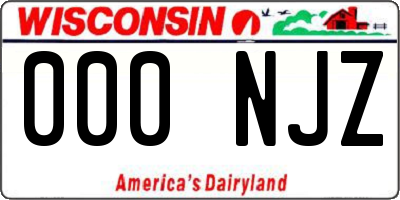 WI license plate 000NJZ