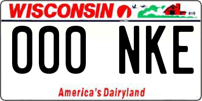 WI license plate 000NKE