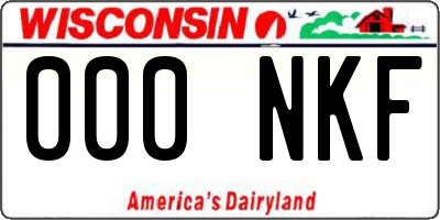 WI license plate 000NKF