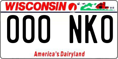 WI license plate 000NKO