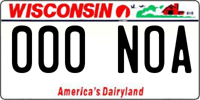WI license plate 000NOA