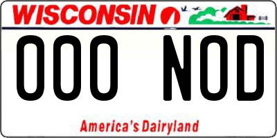 WI license plate 000NOD
