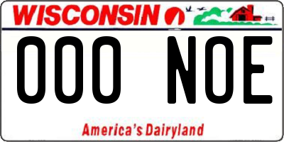 WI license plate 000NOE