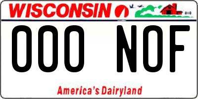 WI license plate 000NOF