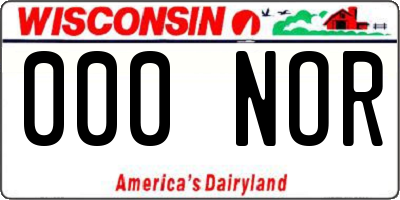 WI license plate 000NOR