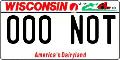 WI license plate 000NOT