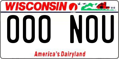 WI license plate 000NOU