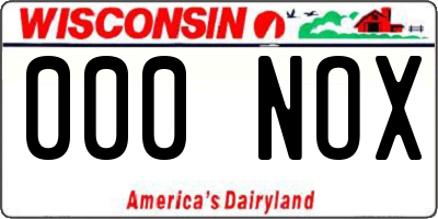 WI license plate 000NOX