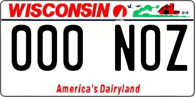 WI license plate 000NOZ