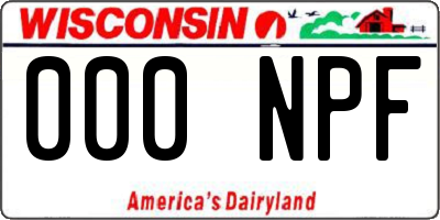 WI license plate 000NPF