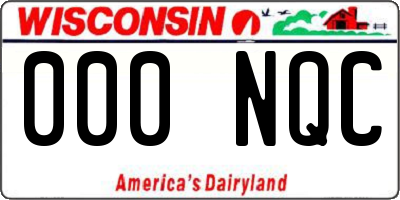 WI license plate 000NQC