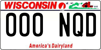 WI license plate 000NQD