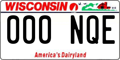 WI license plate 000NQE