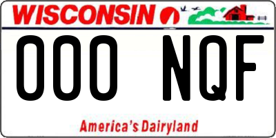 WI license plate 000NQF
