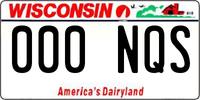 WI license plate 000NQS