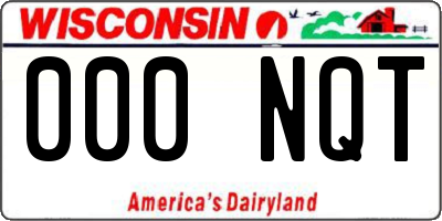 WI license plate 000NQT