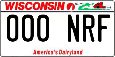 WI license plate 000NRF