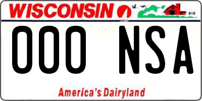 WI license plate 000NSA