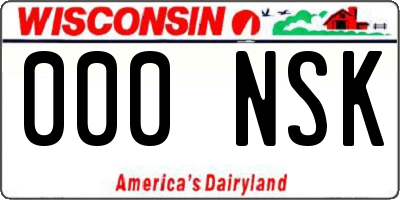 WI license plate 000NSK