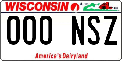 WI license plate 000NSZ