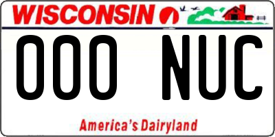 WI license plate 000NUC