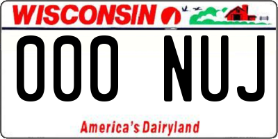 WI license plate 000NUJ