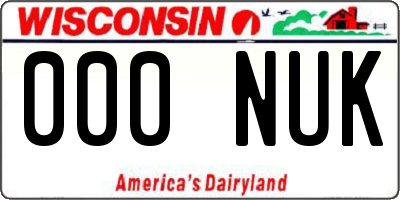 WI license plate 000NUK