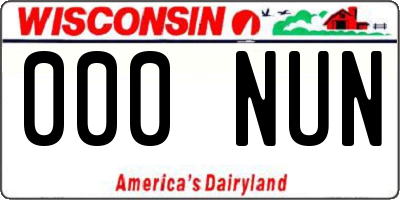 WI license plate 000NUN